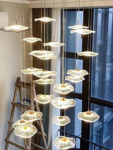 Bộ đèn thả thông tầng tay đèn hình Lá Sen - TT4 (30 TAY)