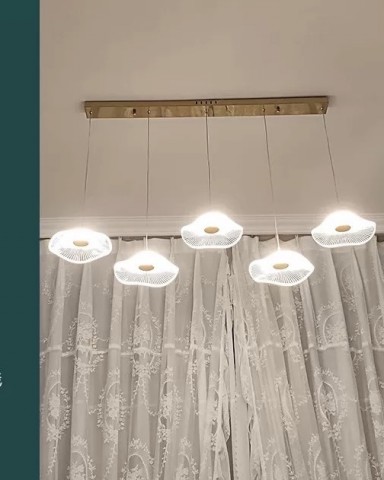Bộ 5 đèn thả trần hình Lá Sen chất liệu mica màu Trắng