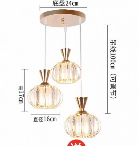 Đèn thả trần khung sắt, sơn tĩnh điện có gắn PHA LÊ, hình QUẢ BÍ NGÔ - D200