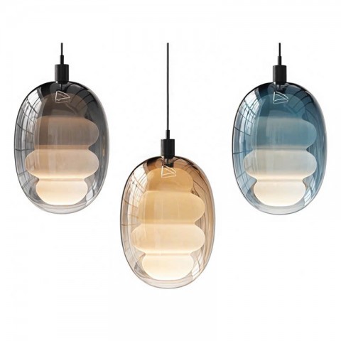 Chao đèn thả thủy tinh 2 LỚP hình LƯNG ONG D150