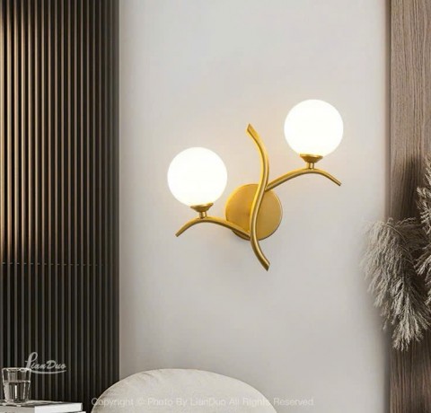 Đèn gắn tường hình CÀNH HOA NHÀI - 2 Bóng, thân màu Vàng - 2 bóng
