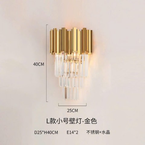 Đèn gắn tường Pha lê 3 tầng, khung inox mạ xi vàng