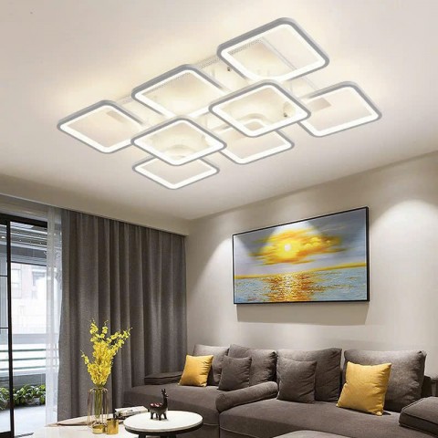 Bộ đèn mâm mica loại dài, tay đèn HÌNH VUÔNG, 3 chế độ màu, điều khiển từ xa có chức năng DIMER