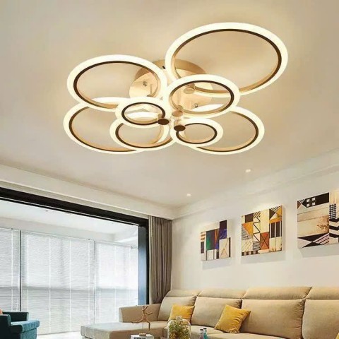 Bộ đèn mâm mica D1100, tay đèn hình TRÒN, 6+2 TAY 3 chế độ màu, điều khiển từ xa có chức năng DIMER