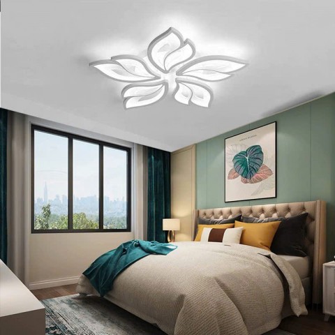 Bộ đèn mâm mica D600, tay đèn hình Lá cây - 2, 3 chế độ màu, điều khiển từ xa có chức năng DIMER