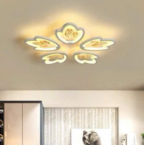 Bộ đèn mâm mica D600, tay đèn hình Lá cây - 4, 3 chế độ màu, điều khiển từ xa có chức năng DIMER