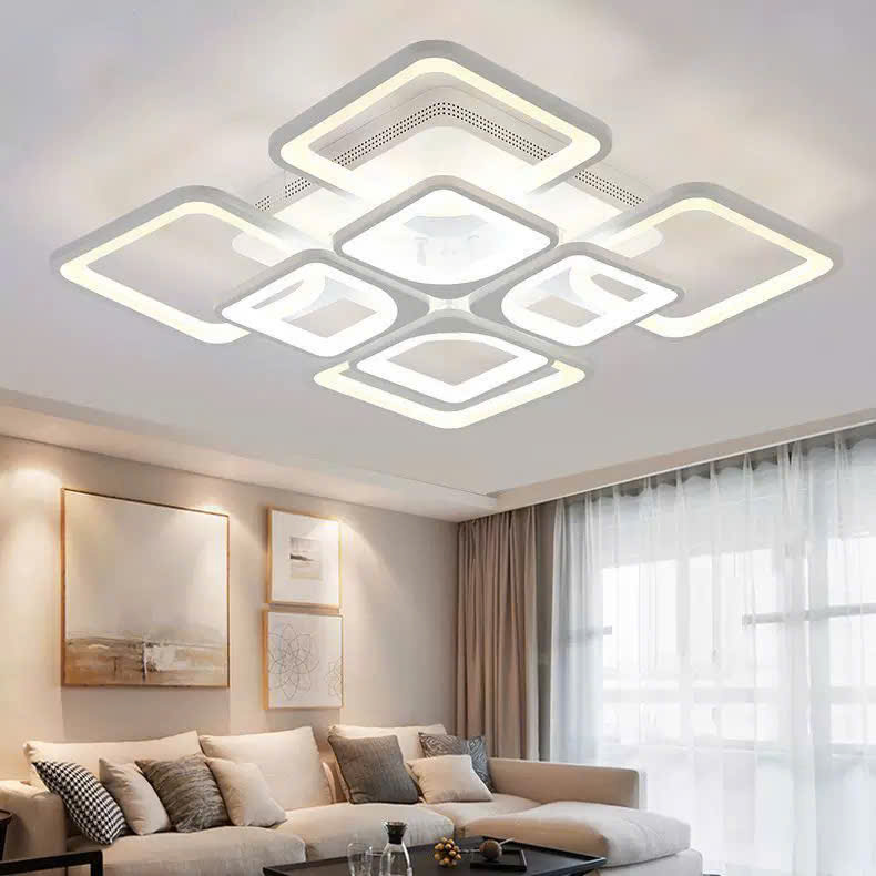 Bộ đèn mâm mica D830, tay đèn HÌNH VUÔNG, 3 chế độ màu, điều khiển từ xa có chức năng DIMER