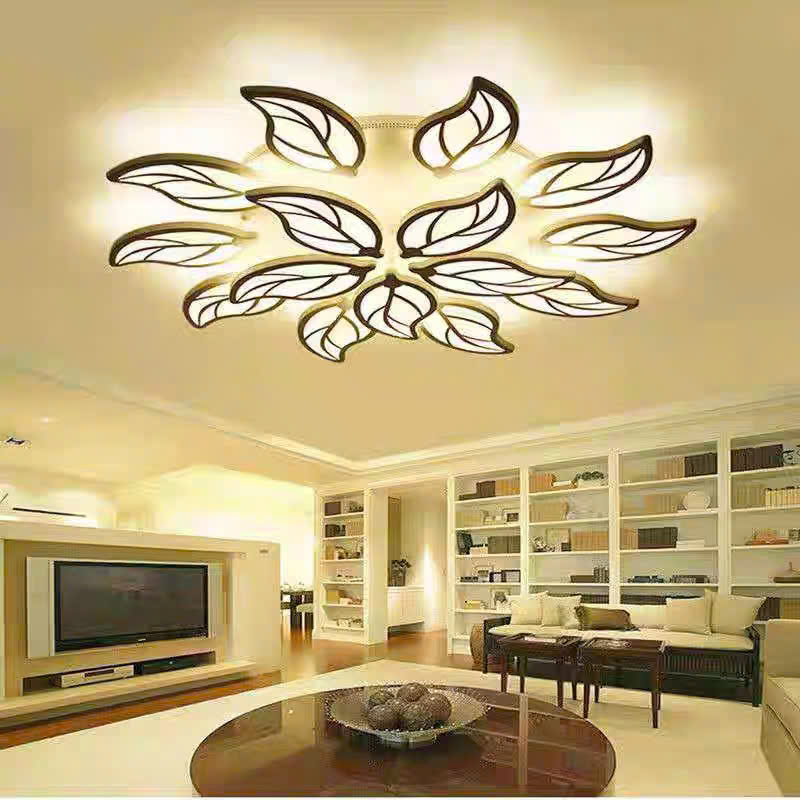 Bộ đèn mâm mica D1000, tay đèn hình LÁ CÂY - 5, 3 chế độ màu, điều khiển từ xa có chức năng DIMER