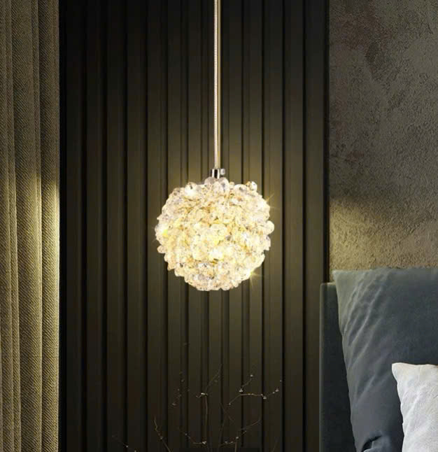 Chao đèn thả hình quả nho D120, có đính kèm pha lê K9