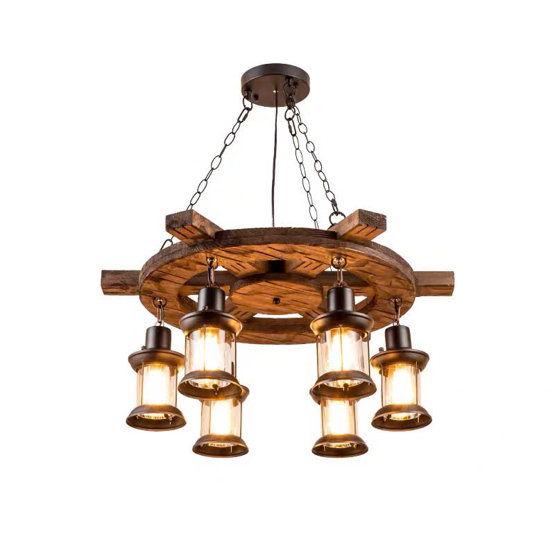 Đèn thả decor hình Bánh lái tàu biển - 6 bóng